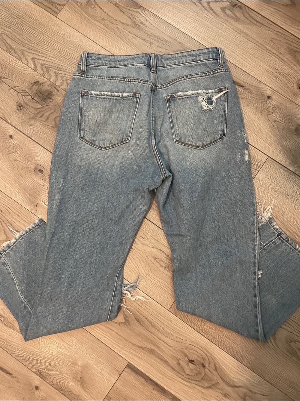 Distressed Light Blue Women's ultra high rise Ripped Jeans - Picture 7 of 9